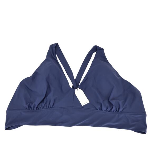 Universal Standard V Neck Tie Back Bikini Top Navy Blue Size 4XL 38-40 NWT - Picture 1 of 5